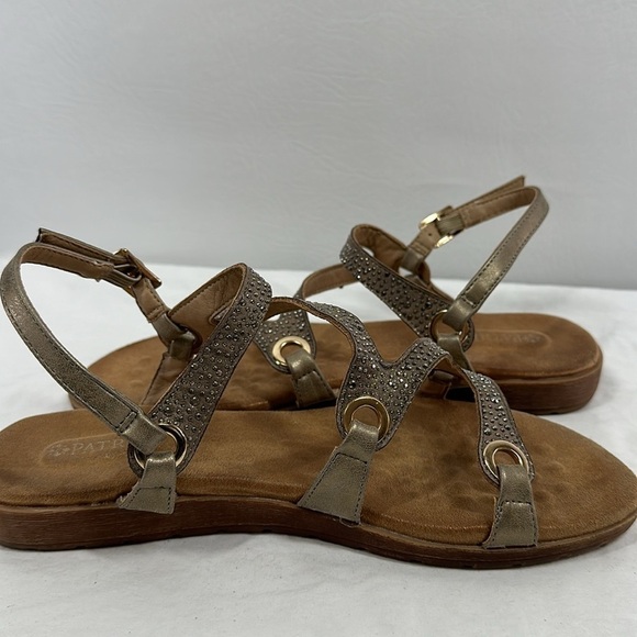Patrizia by Spring Step Bronze Crystal Strappy Flat Sandals, 9 - Picture 5 of 9